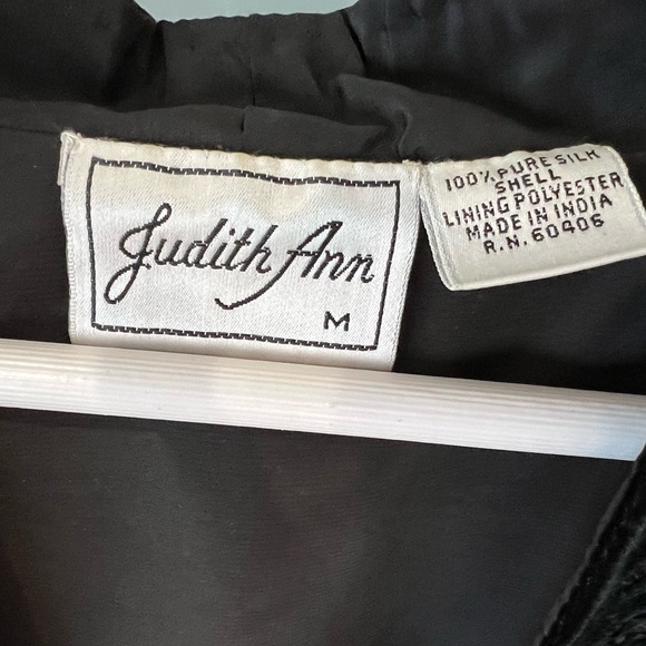 Judith Anne Blue and Black Embroidered Jacket. Silk & Black Velvet. - Picture 3 of 3